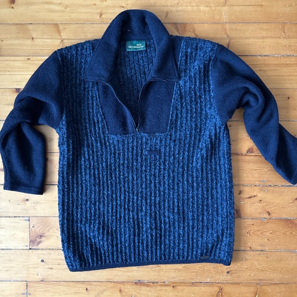 Vintage Wool Ski Sweater - 80s/90s Made in Austria - Sigi Scheiber Navy Sweater - Picture 1 of 4